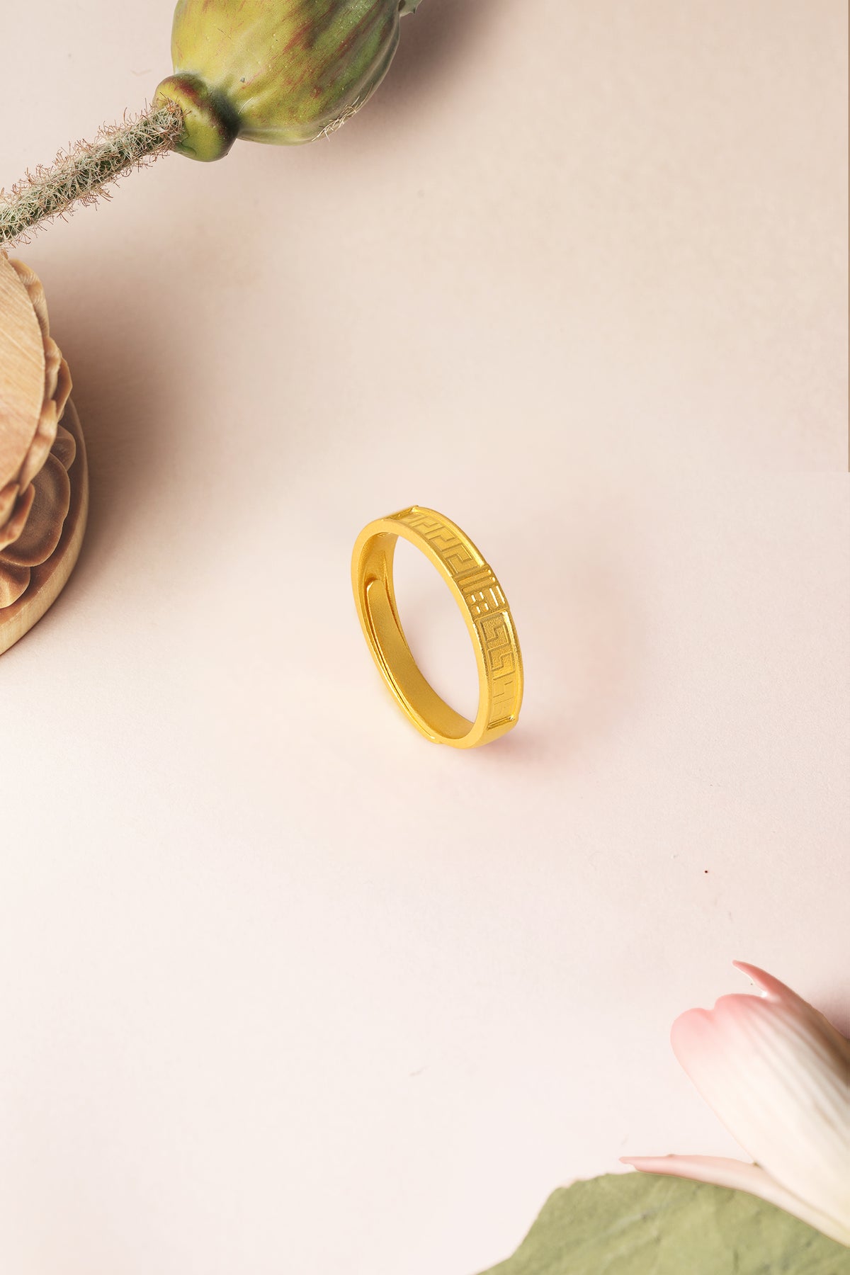 "Jiuhua Mountain" 999 24K Gold Ring Fu 4-5g A0214652