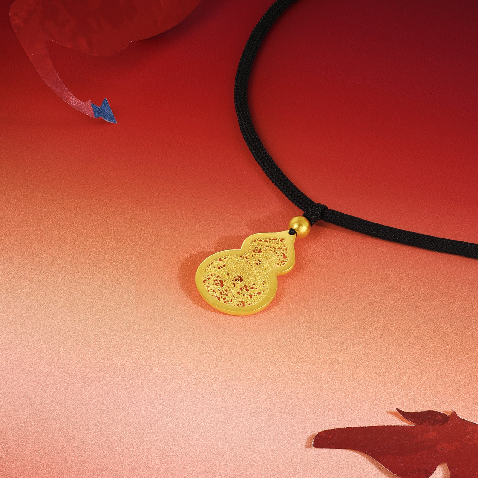 'Year of the Horse' 999.9 24K Gold Pendant Necklace Horse Gourd 5.8-6.15g 65cm-75cm A0421060