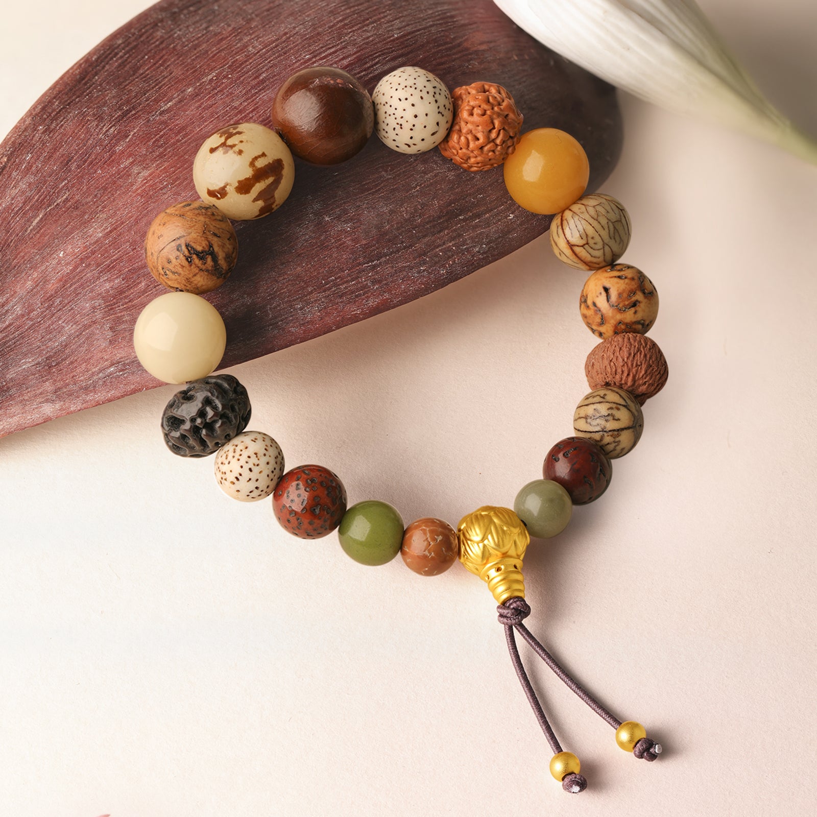 "Jiuhua Mountain" 24K Gold Beaded Bracelet Eighteen-bead bodhi seed A1914674