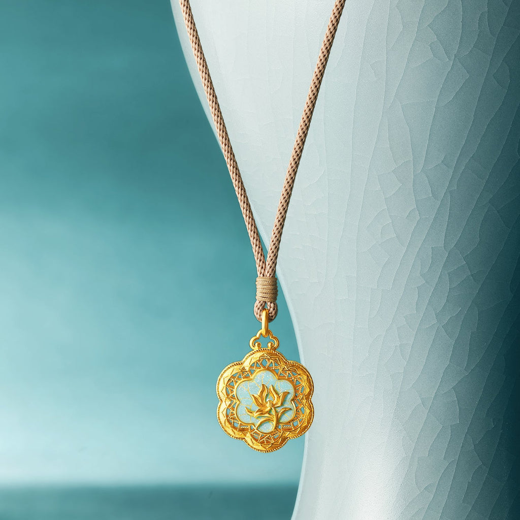 "Chinese Culture Collection - Ru Ware" 24K Gold Pendant Flower 5.01-7.01g A0448114