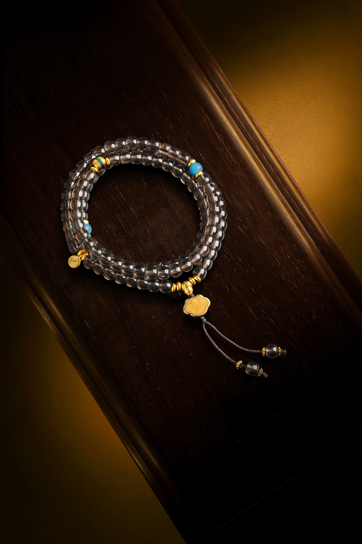 "Chinese Culture Collection - Dan Qing" 999 24K Gold Beaded Bracelet Crystal 6-6.5*4.8*5.3mm Diamond 0.0072ct Turquoise 0 Gourd 5.5-8.5g J1950051