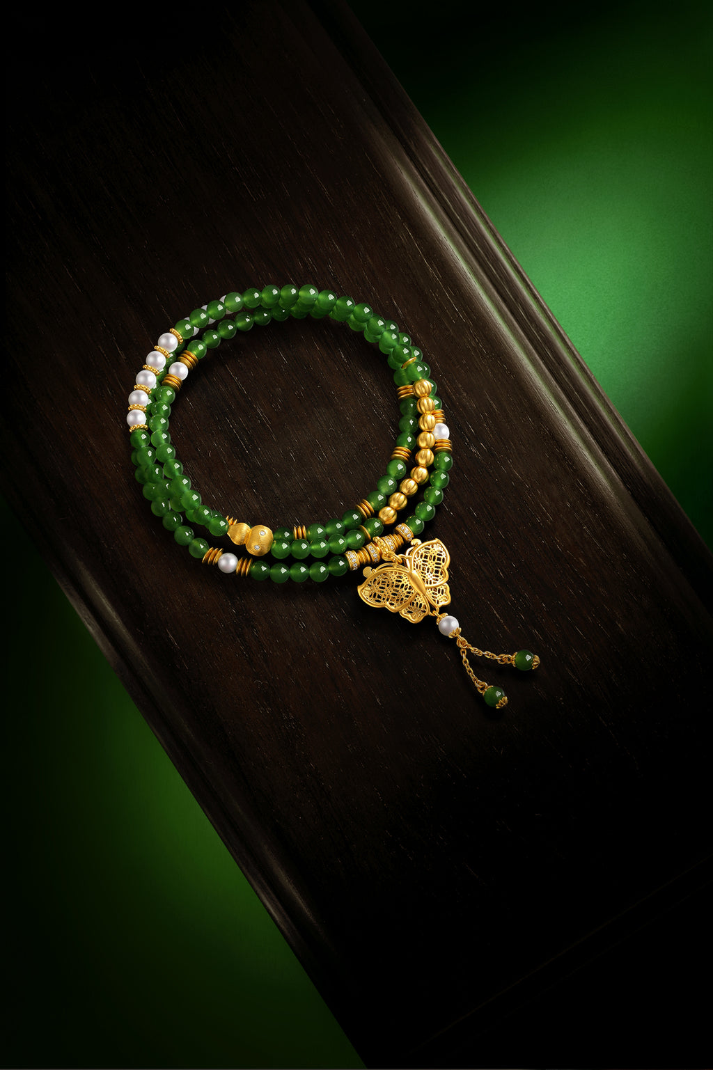 "Chinese Culture Collection - Dan Qing"999 24K Gold String Bracelet 3.8-4.3mm 0.0034ct Butterfly 15.3-19.3g Y1949940