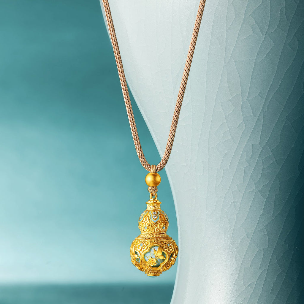 「中華文化瑰寶系列－汝窯」24K金吊墜 鑽石0.007ct 0.003ct 葫蘆 11.7-13.7克 W0450032
