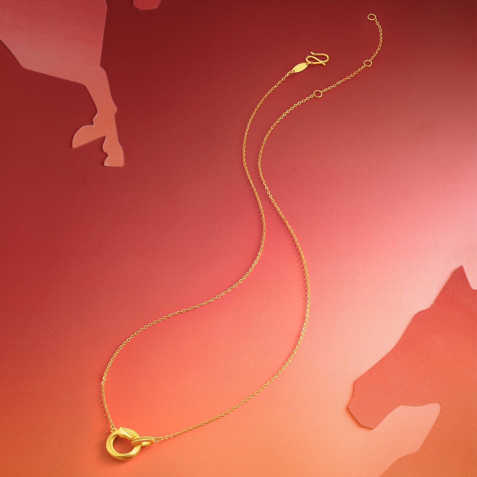 'Year of the Horse' 24K Gold Pendant Necklace Horse 3.4-3.8g 40cm-45cm A0623471