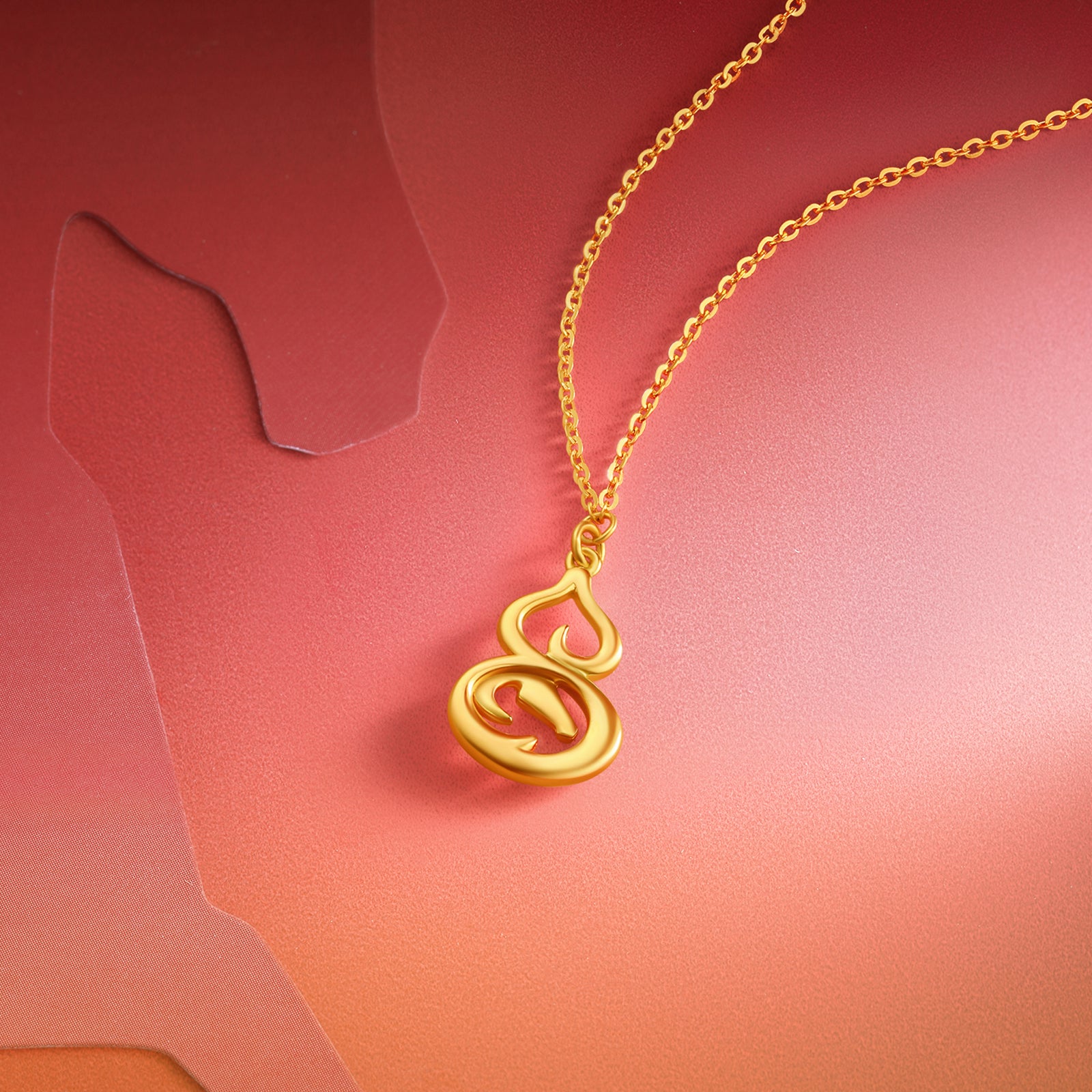 'Year of the Horse' 24K Gold Pendant Necklace Horsehead Gourd 3.45-3.85g 40cm-45cm A0623376