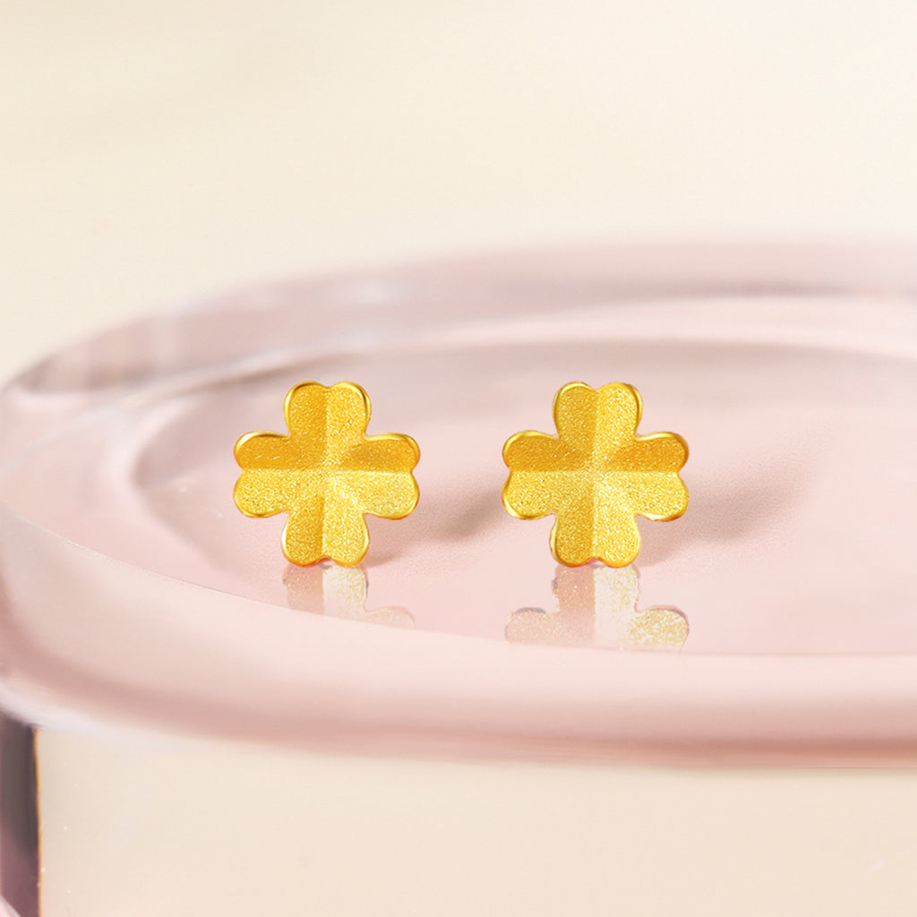 24K Gold Earrings Clover 0.61-0.81g AA096009