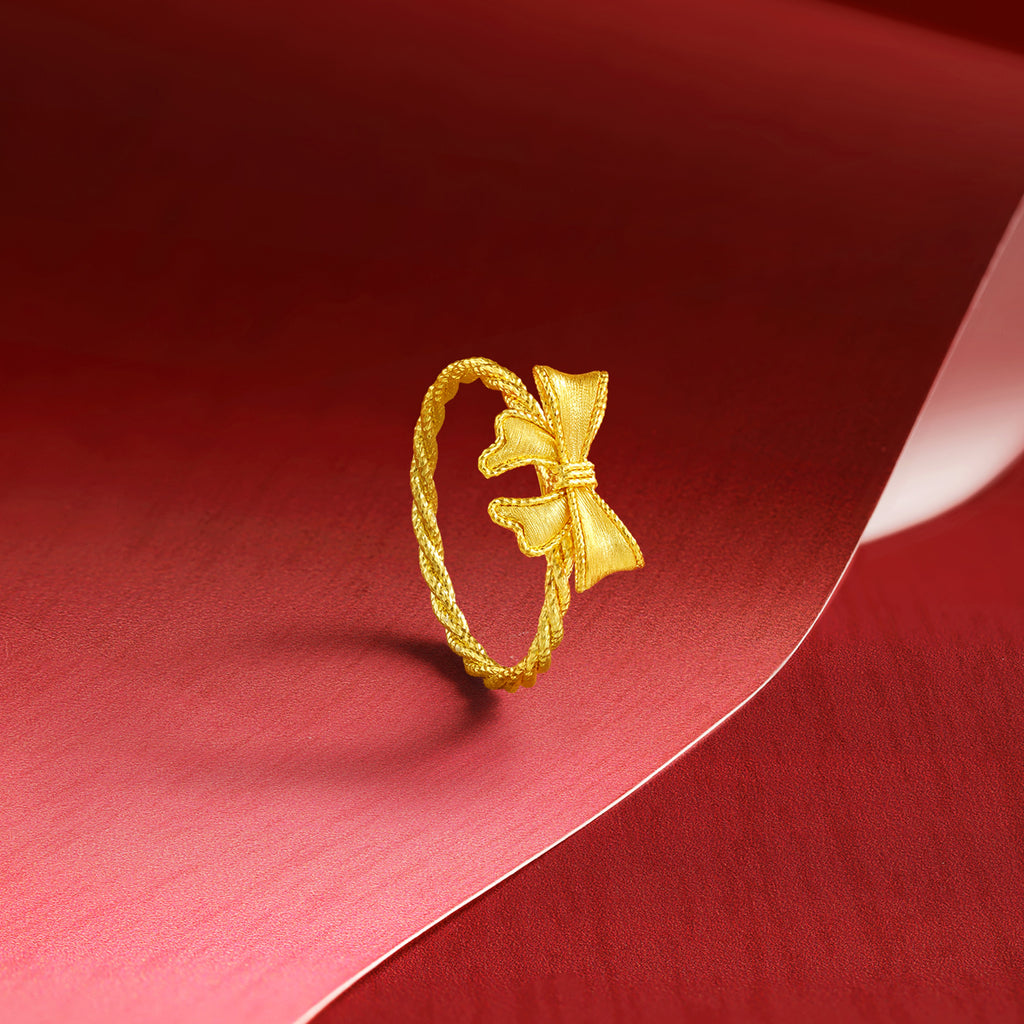 "Princess Wedding" 24K Gold Ring Bow 1.82-3.92g A0122043