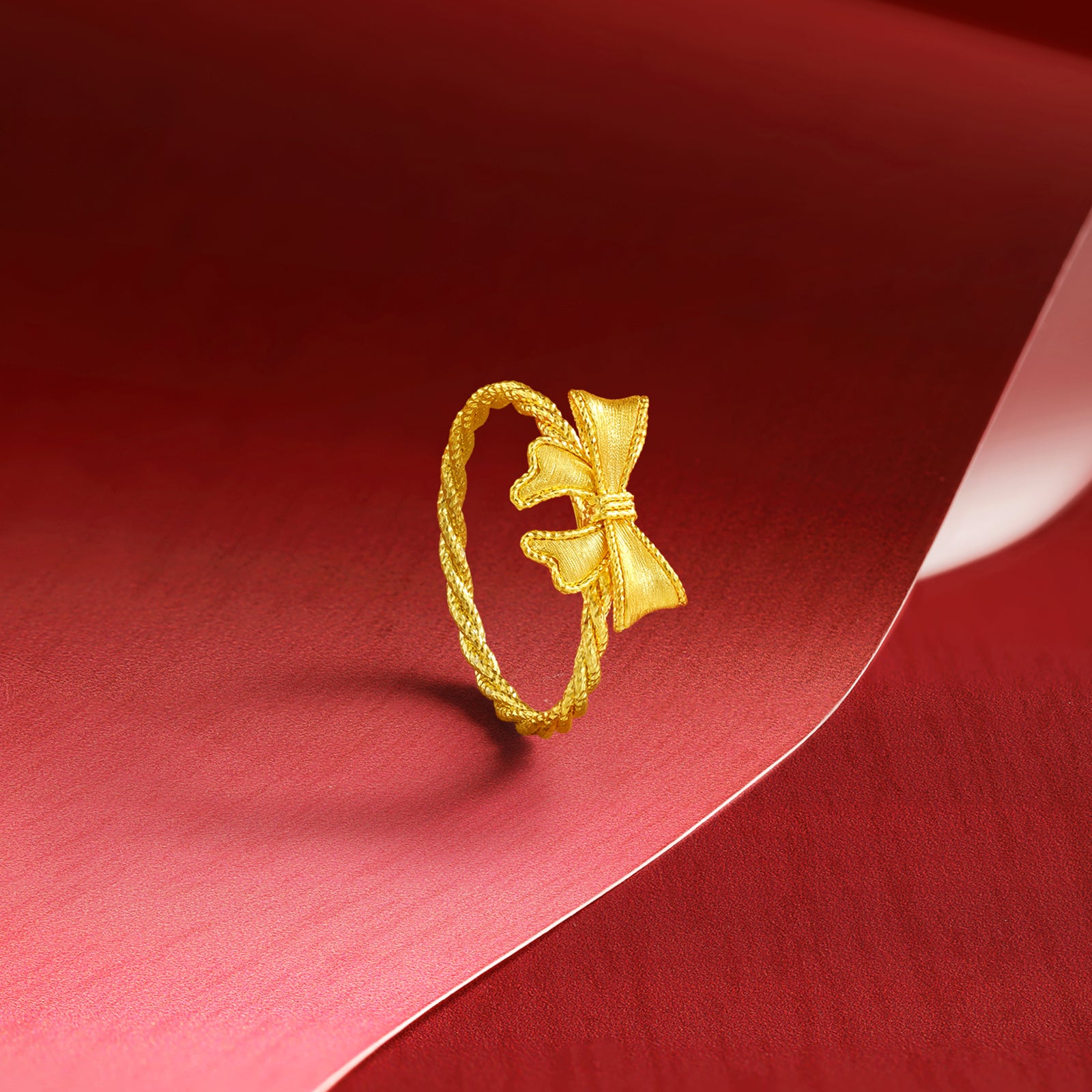 "Princess Wedding" 24K Gold Ring Bow 1.82-3.92g A0122043