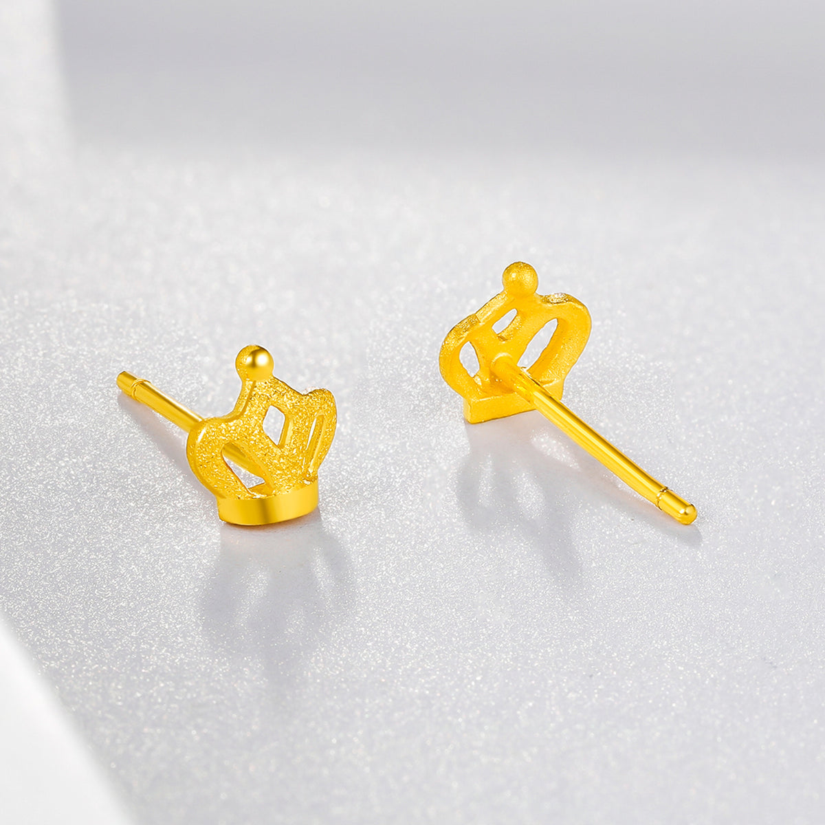 999 24K Gold Earrings Crown 1.2-1.4g AC091143