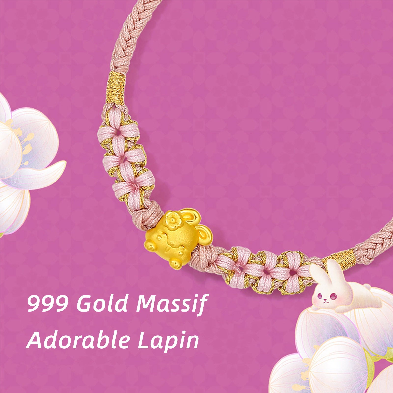 "Chinese Zodiac Rabbit" 24K Gold String Bracelet Rabbit 0.3-0.5g A1710399