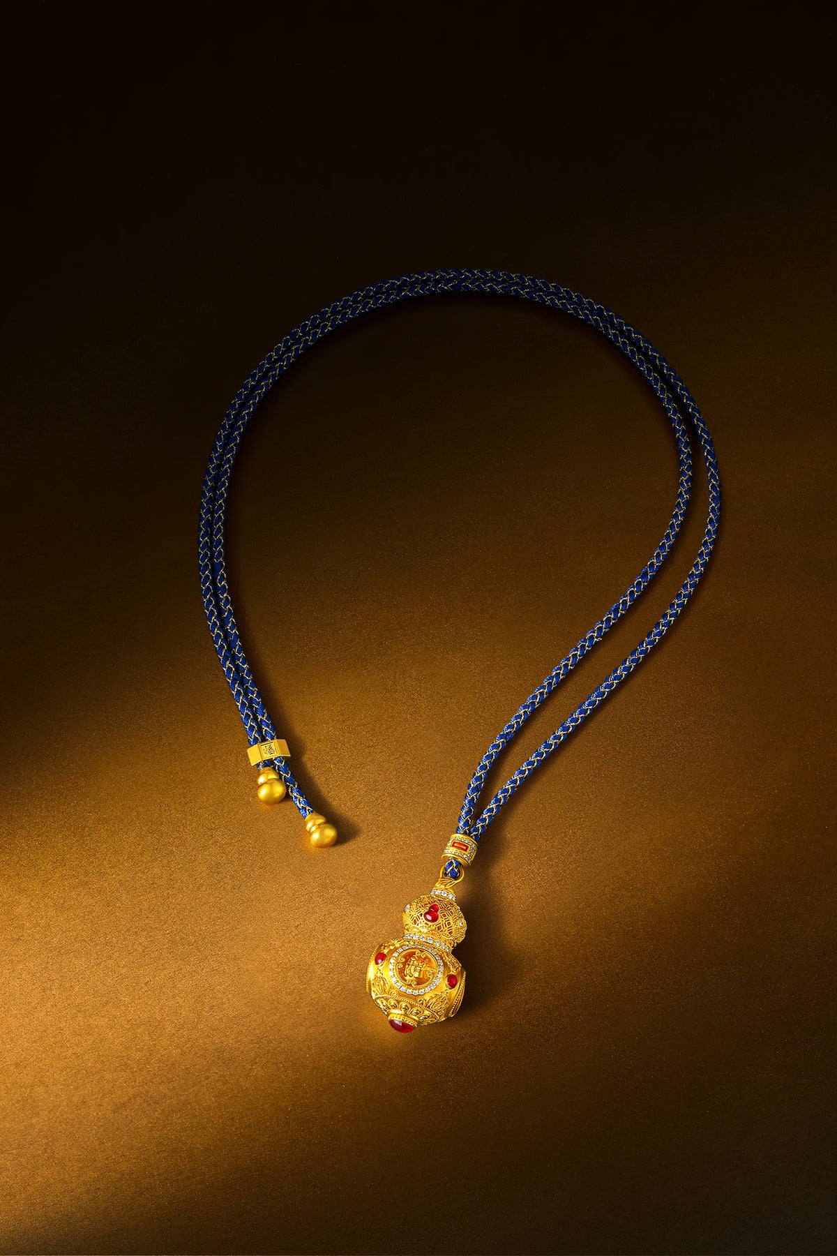 "Chinese Culture Collection - Dan Qing" 999 24K Gold  String Pendant Diamond 0.0045ct Gourd 31-36g W0450081