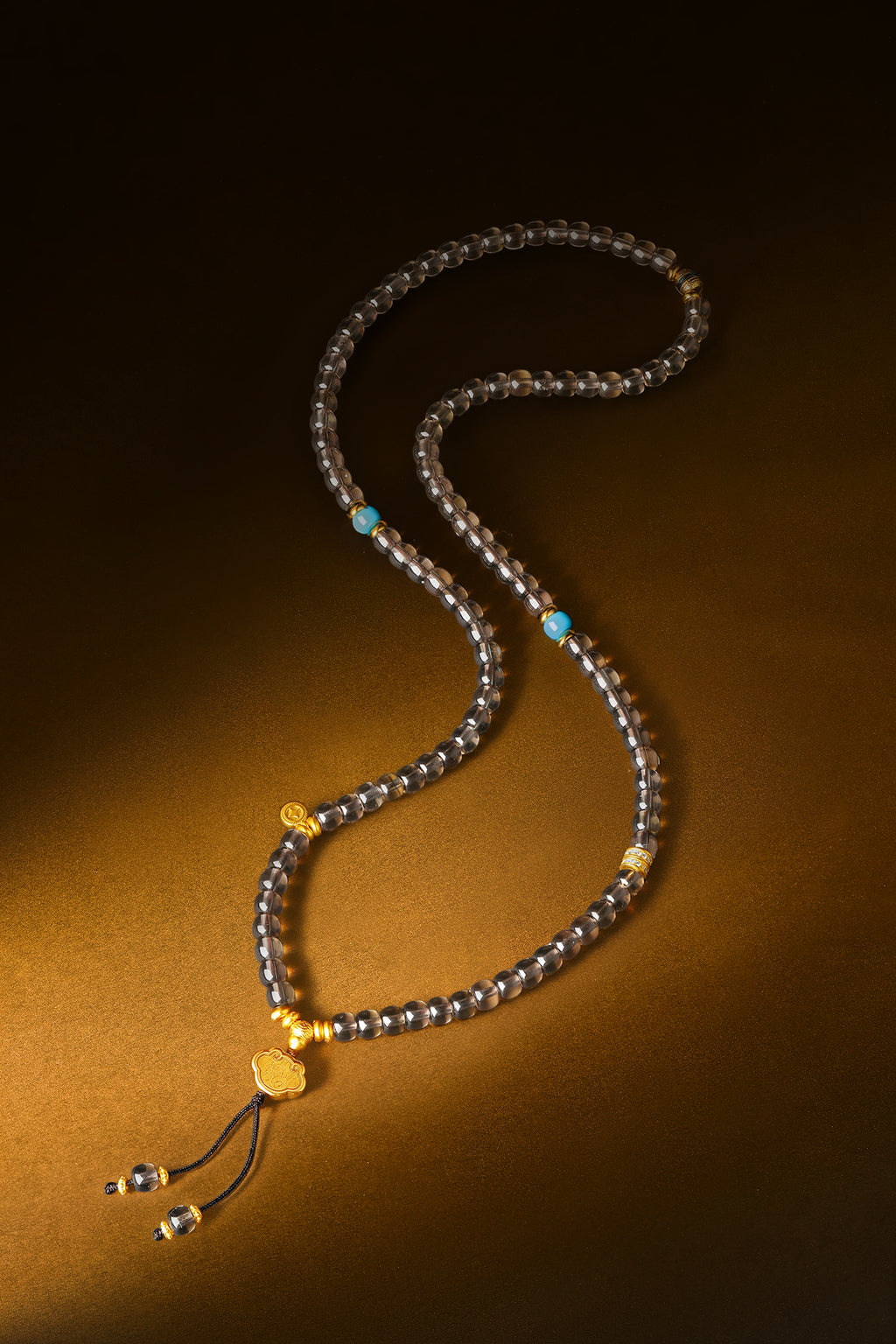 "Chinese Culture Collection - Dan Qing" 999 24K Gold Beaded Bracelet Crystal 6-6.5*4.8*5.3mm Diamond 0.0072ct Turquoise 0 Gourd 5.5-8.5g J1950051