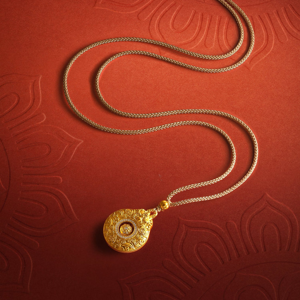 "Jiuhua Mountain" 24K Gold Diamond Rotatable Gourd Pendant 0.0042ct W0437884