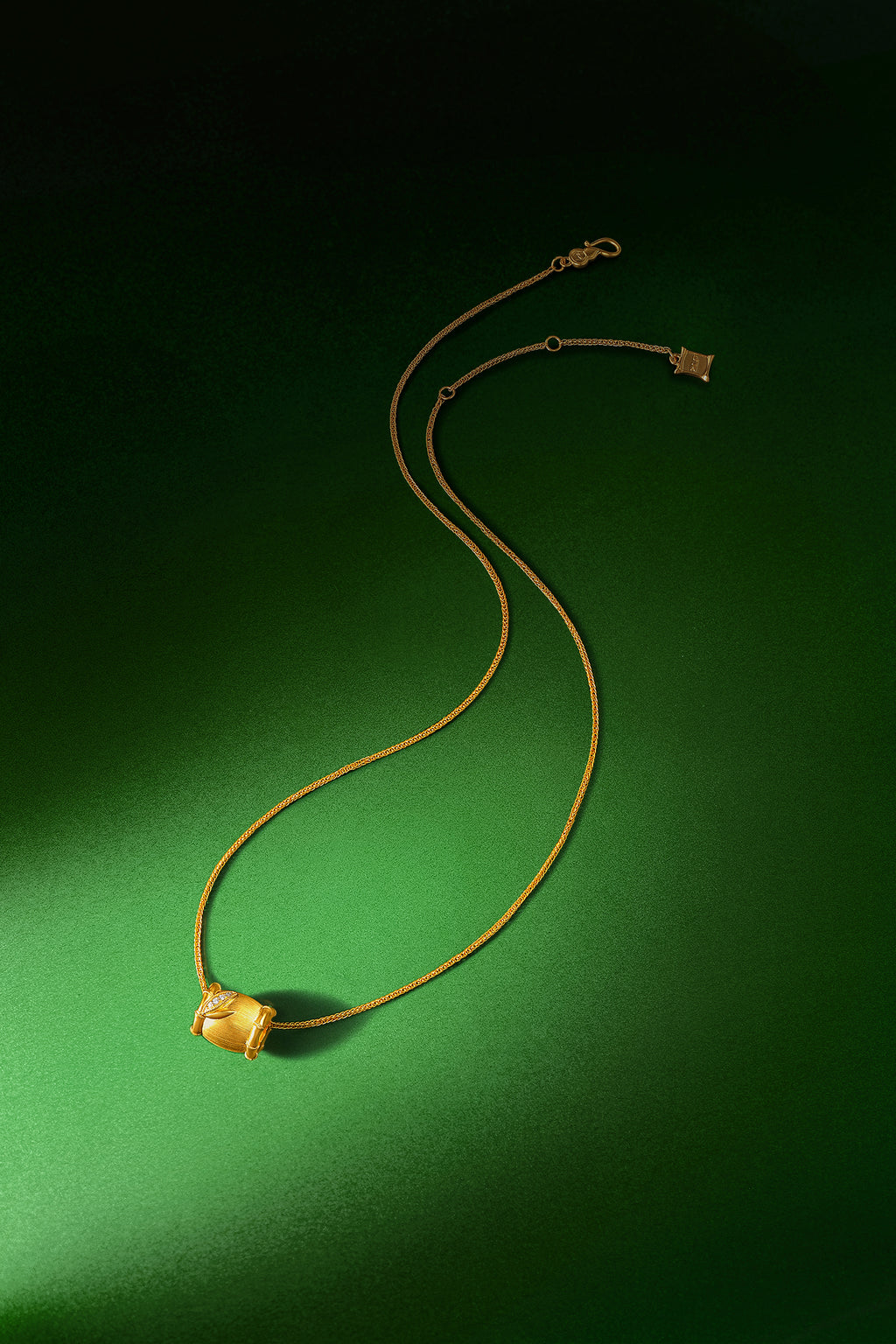 "Chinese Culture Collection - Dan Qing" 24K Gold Pendant Necklace Diamond 0.005ct Bamboo 10-13g W0636326