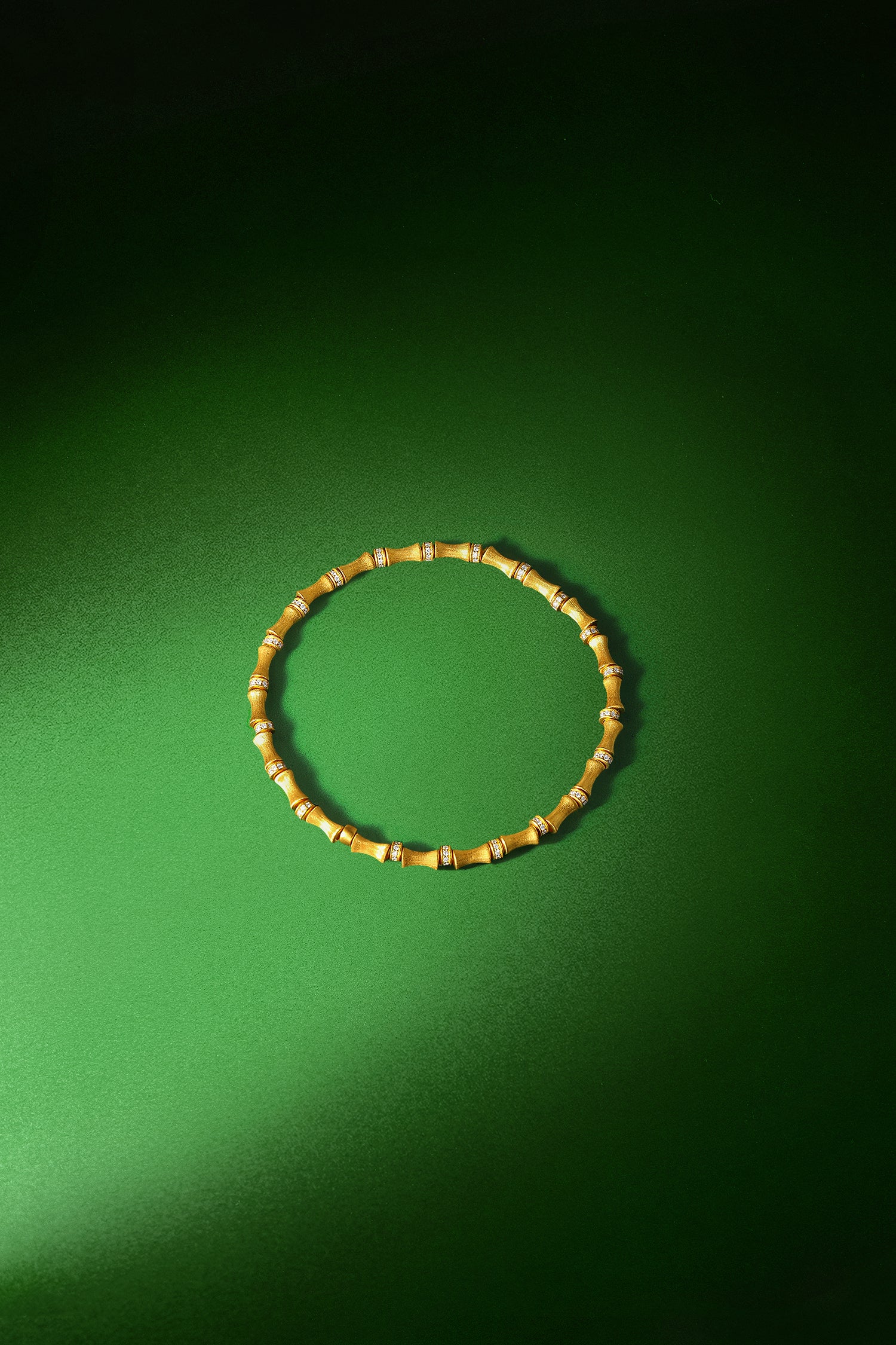 "Chinese Culture Collection - Dan Qing" 24K Gold Beaded Bracelet Diamond 0.0023ct Bamboo 7.5-9.5g W1936314