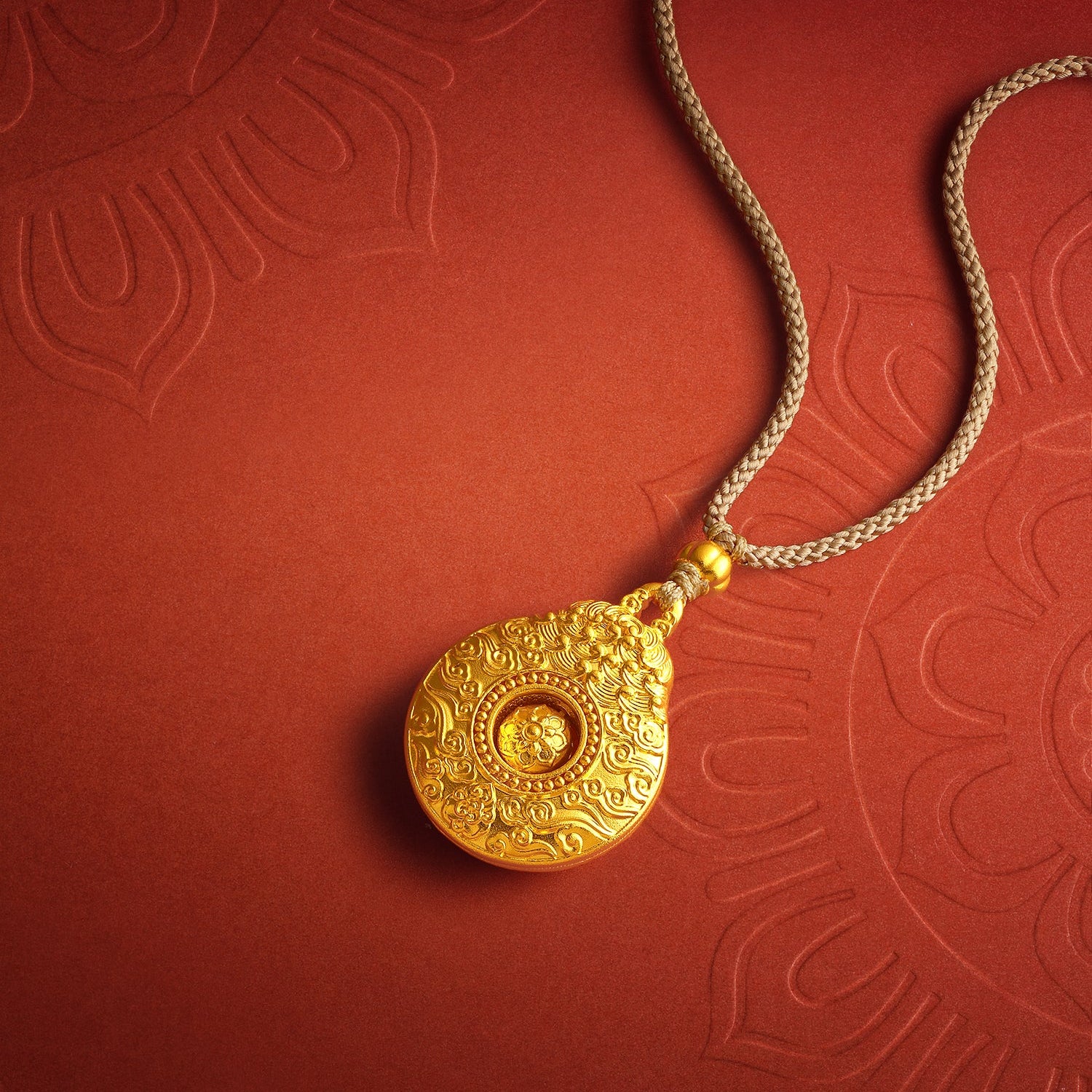 "Jiuhua Mountain" 24K Gold Diamond Rotatable Gourd Pendant 0.0042ct W0437884