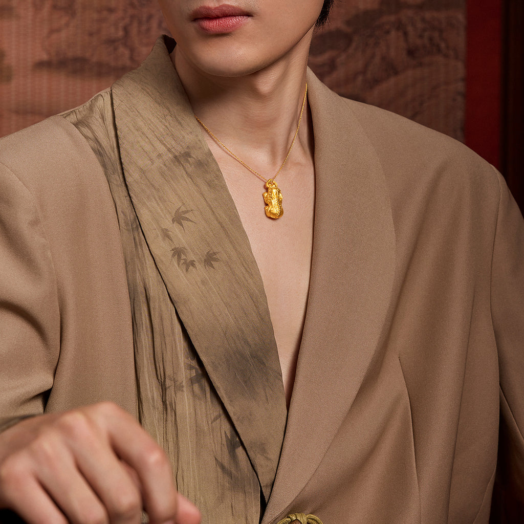 九華山 24K 金吊墜 地藏菩薩地頂山 A0415258