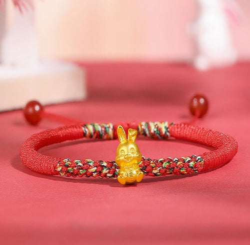 "Chinese Zodiac Rabbit" 24K Gold String Bracelet Rabbit 0.35-0.5g A1710485
