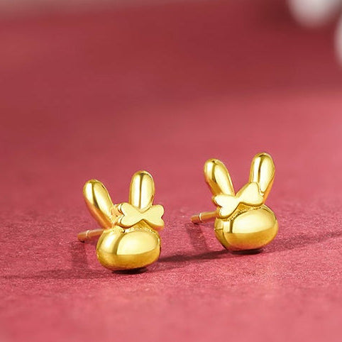 "Chinese Zodiac Rabbit" 24K Gold Earrings Rabbit 0.9-1.3g A0910716