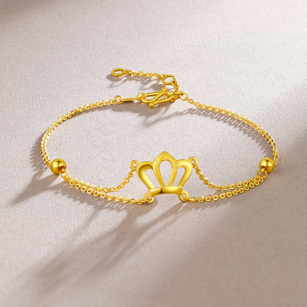 999 24K Gold Chain Bracelet Crown 2.92-3.32g A0710570