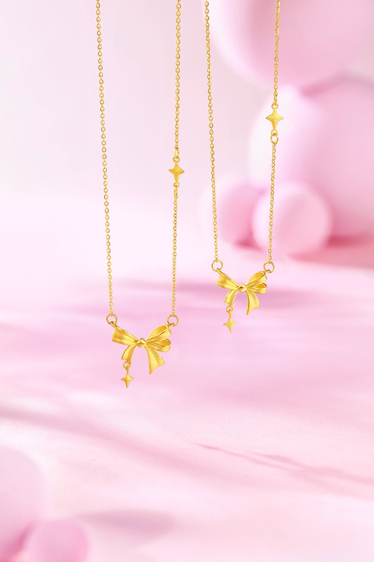 "Cute&Cool" 999 24K Gold Pendant Necklace Bow 3-3.3g A0613043