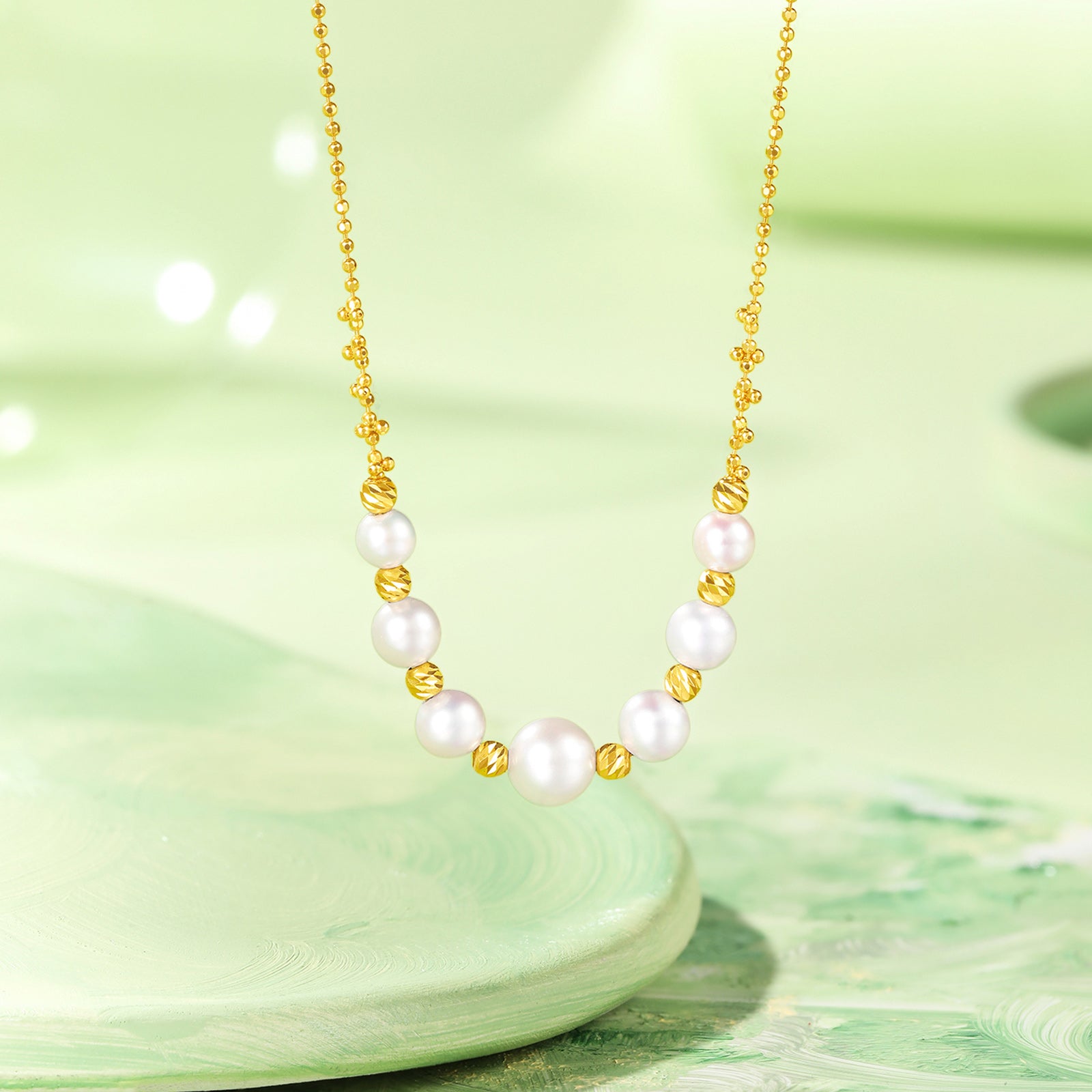 18K Gold Necklace Pearl 2.15-2.45g X0513027