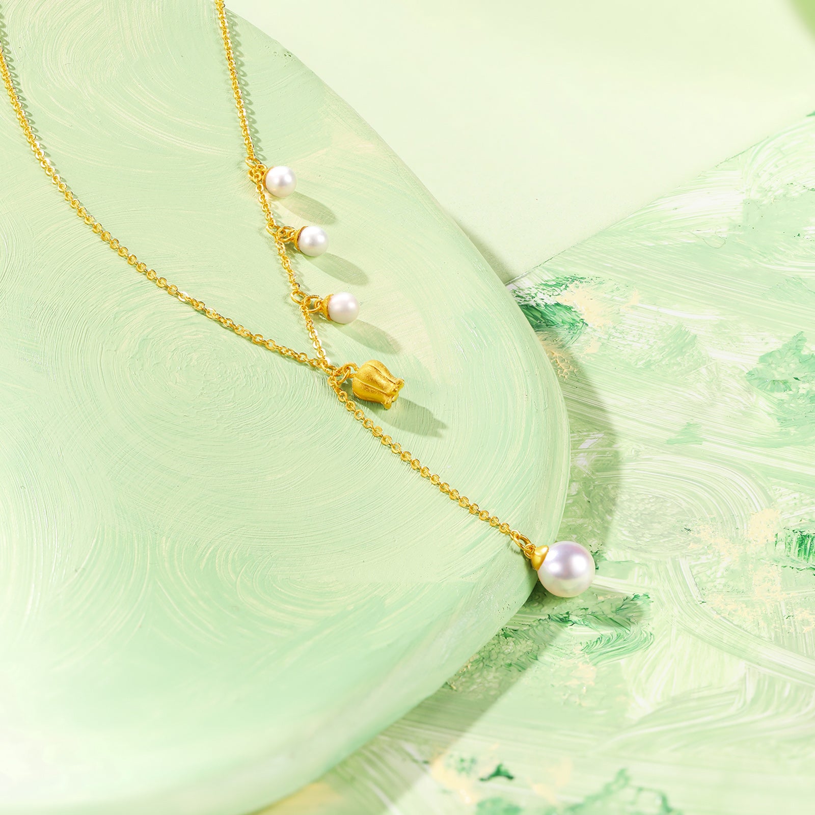 999.9 24K Gold Pendant Necklace Pearl 2.5-3.1g X0613030