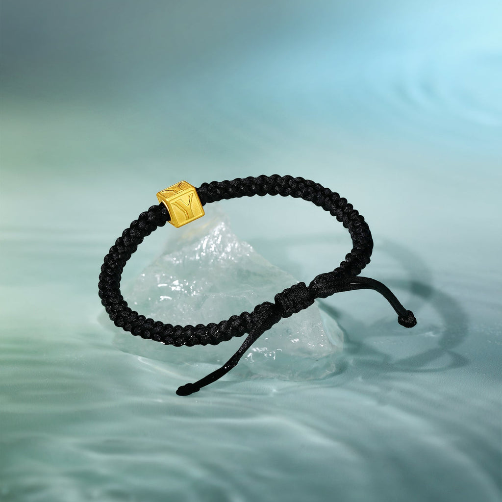 "ZHOU LIU FU X Johnny Huang"  24K Gold Bracelet Letter Y 1-1.2g A1711533