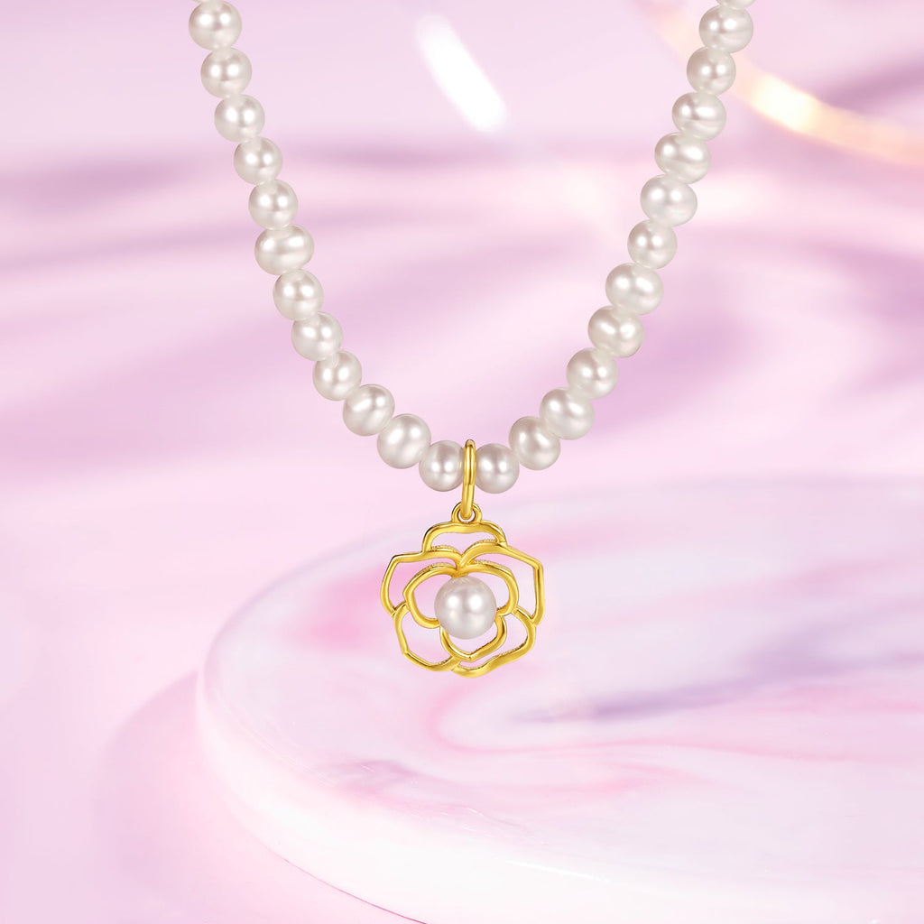 18K Gold Pendant Necklace Pearl 1-1.3g X0611716