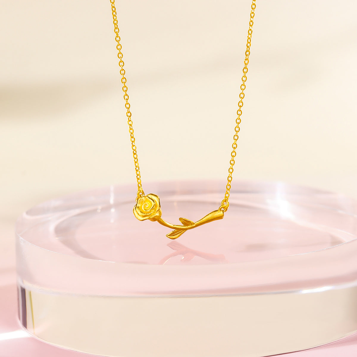 999 24K Gold Pendant Necklace Flower 3-3.9g A0611679