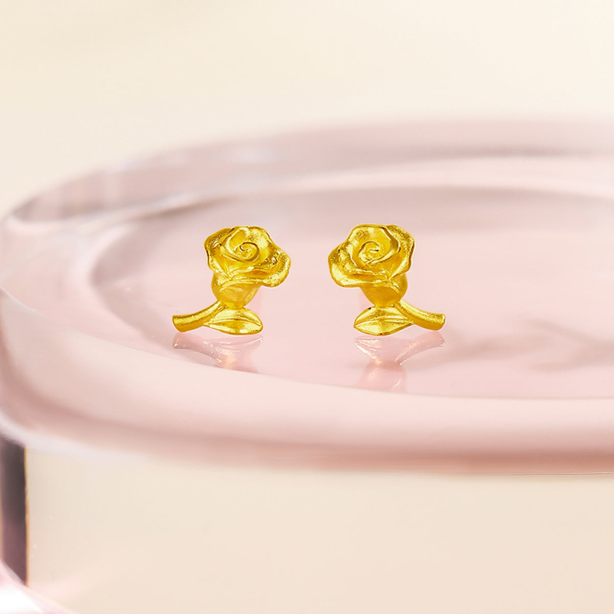 999 24K Gold Earrings Flower 1.4-2.2g A0911676
