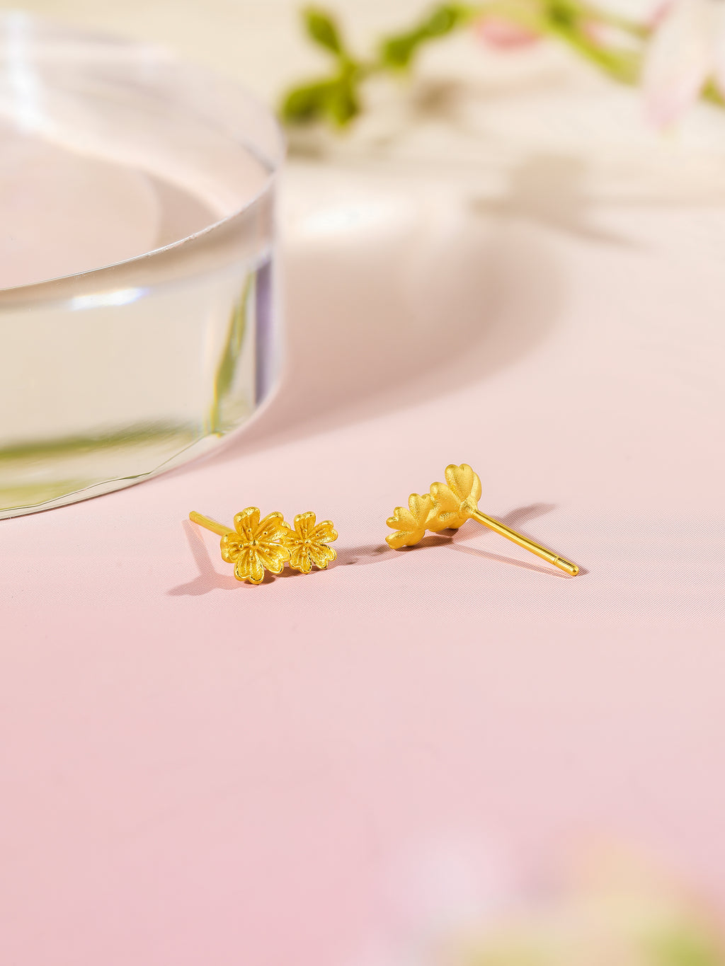 999 24K Gold Earrings Flower 1.5-1.8g A0911669