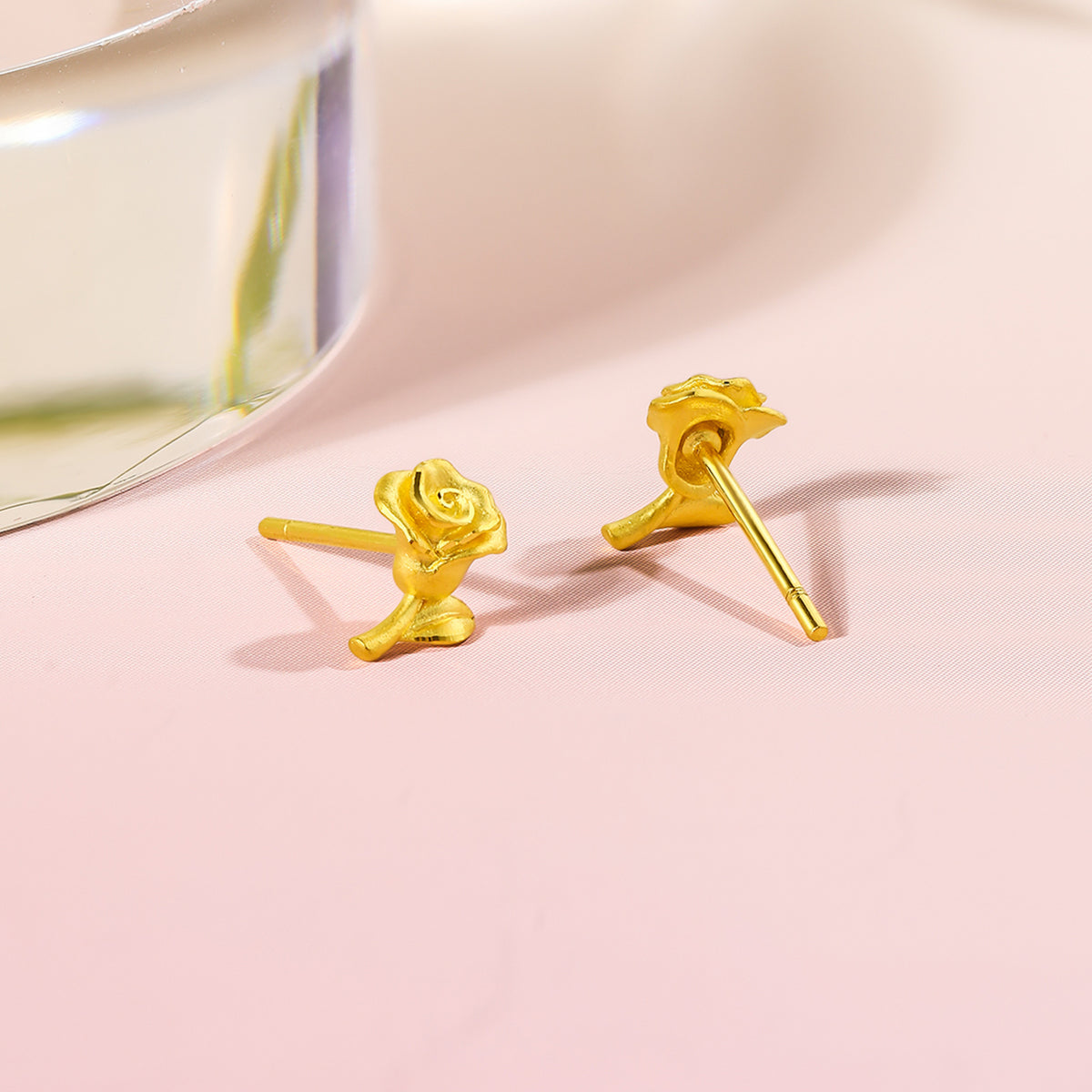 999 24K Gold Earrings Flower 1.4-2.2g A0911676