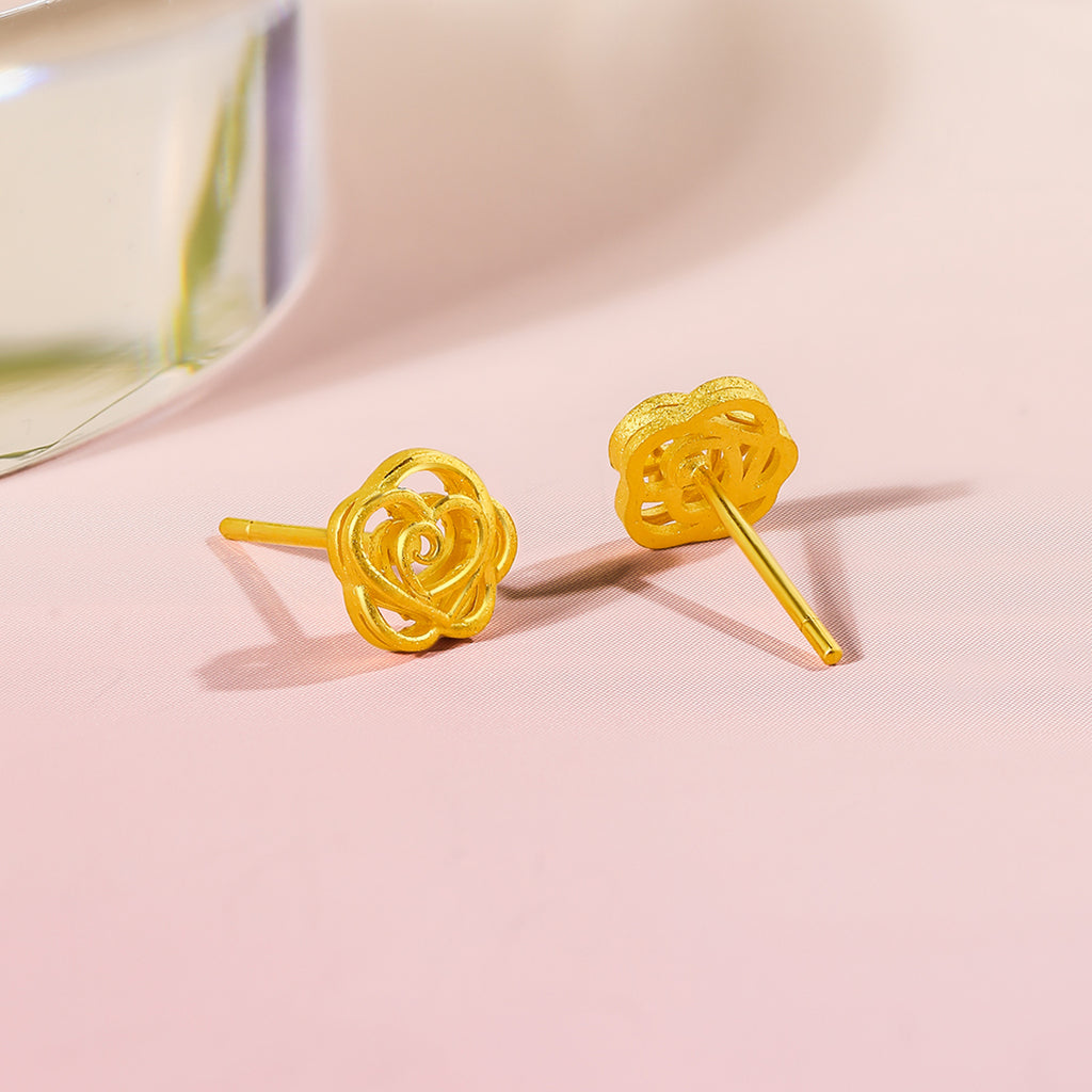 999 24K Gold Earrings Flower 1.6-2.4g A0911680
