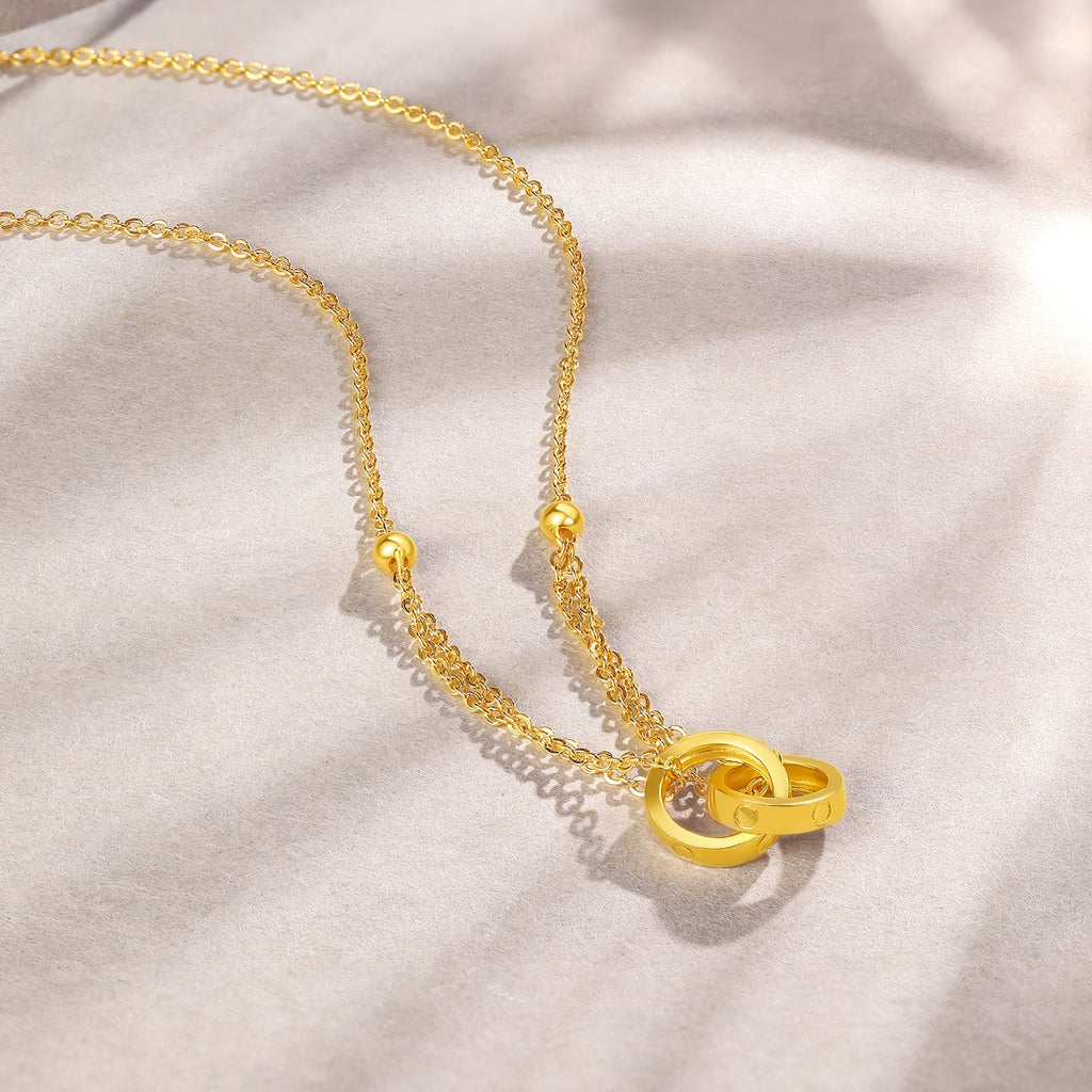 999.9 24K 金吊墜項鍊，環環相扣，7.3-7.8公克，A0611857