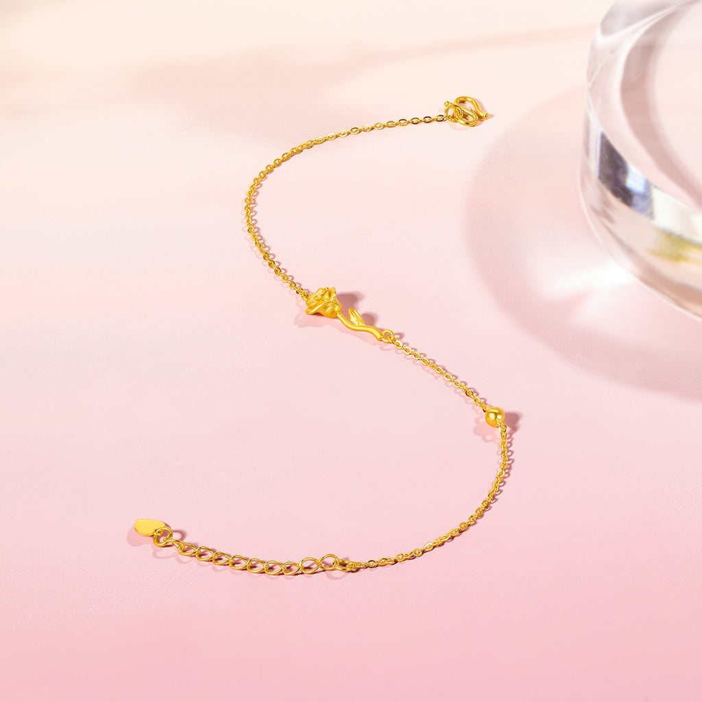 999 24K Gold Chain Bracelet Flower 1.8-2.6g A0711678