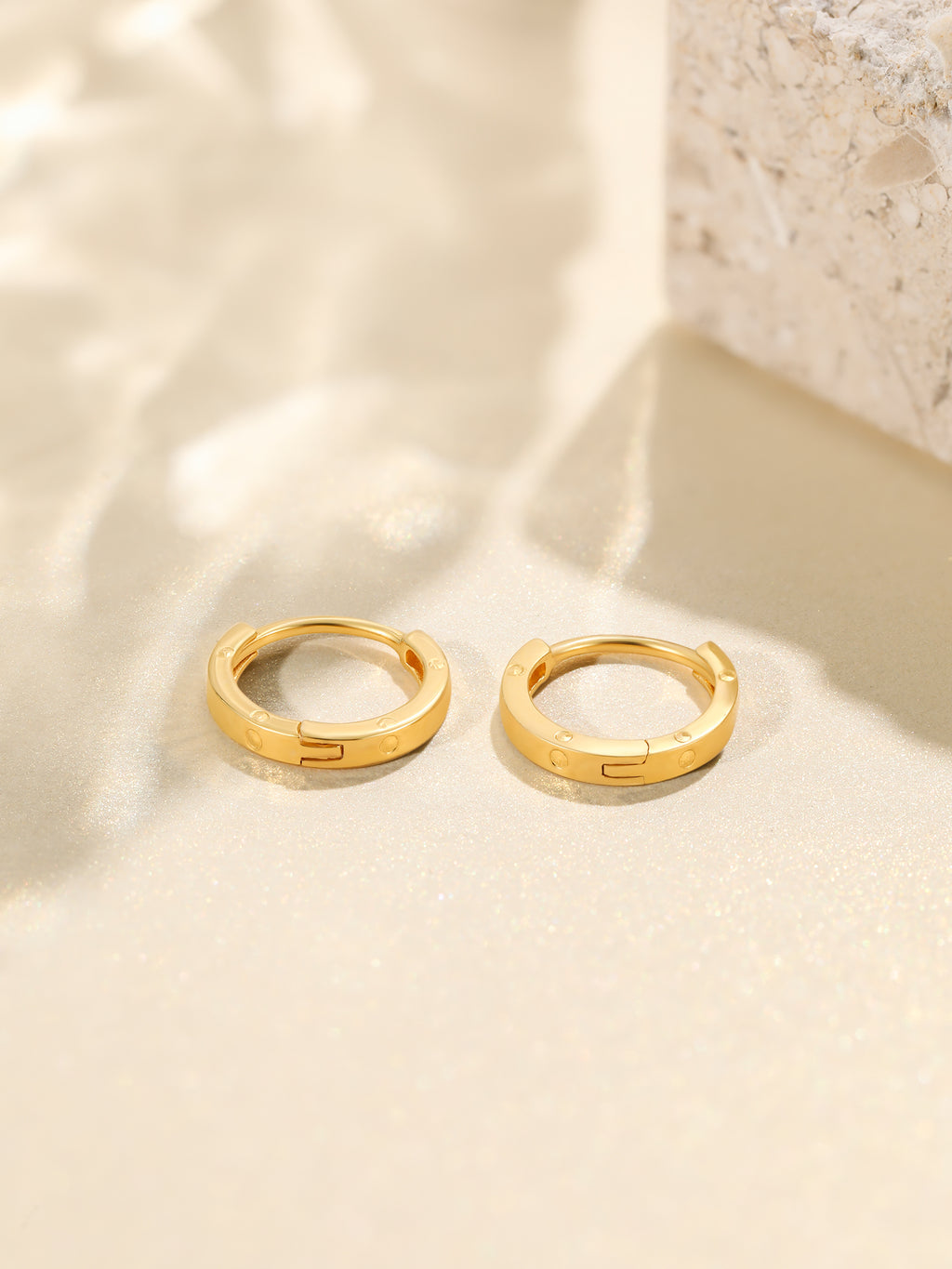ZHOU LIU FU 18K Yellow Gold 10mm Hoop Earrings Small Hypoallergenic Earrings Dainty Jewelry Gift for Women