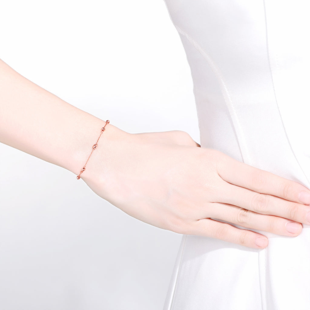18K Rose Gold Chain Bracelet 1.1-1.3g KI075379
