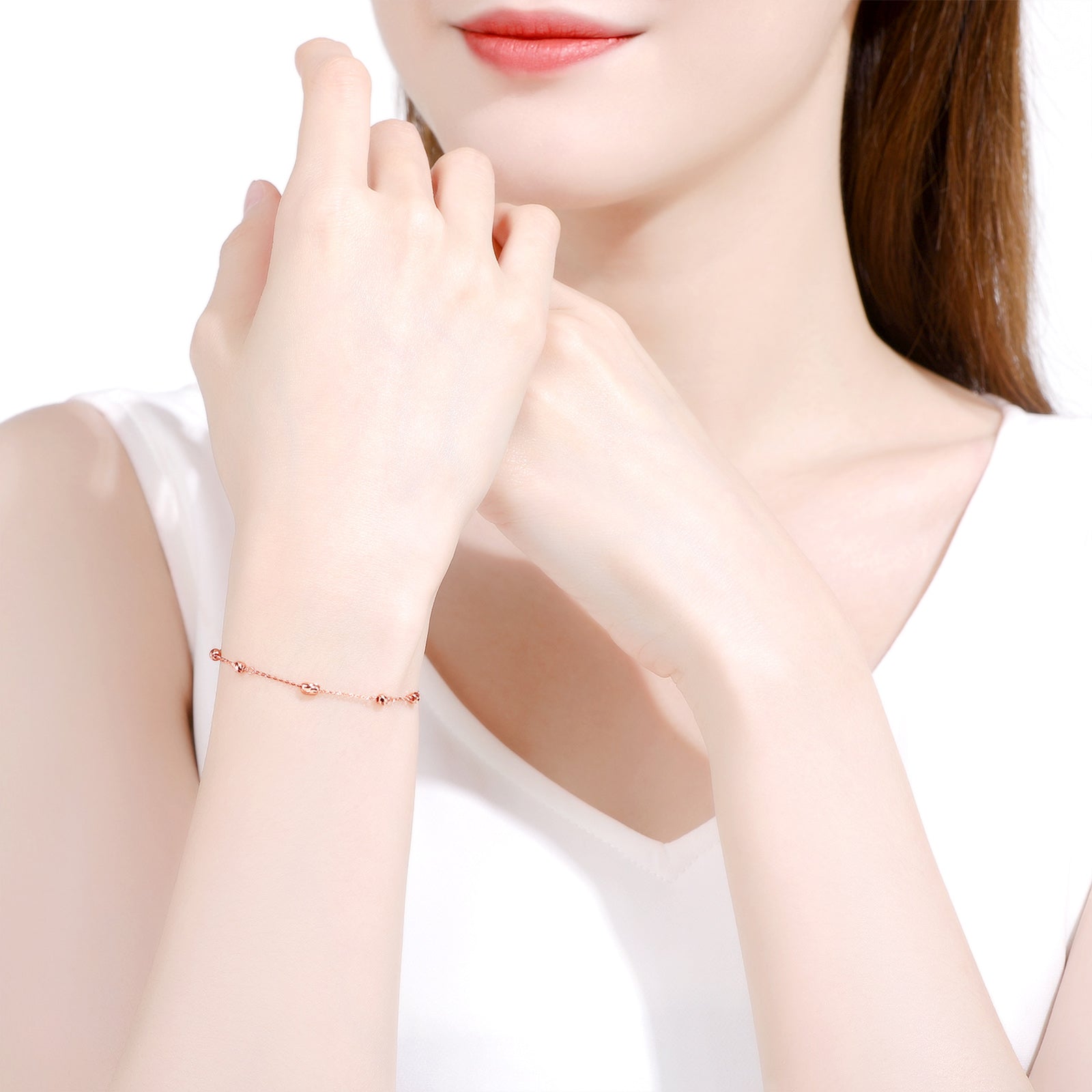 18K Rose Gold Chain Bracelet 1.1-1.3g KI075379
