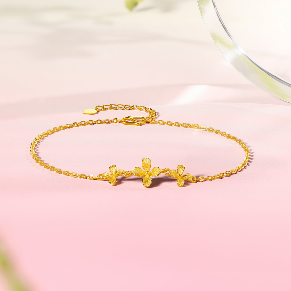 999 24K Gold Chain Bracelet Flower 1.93-2.23g A0711672