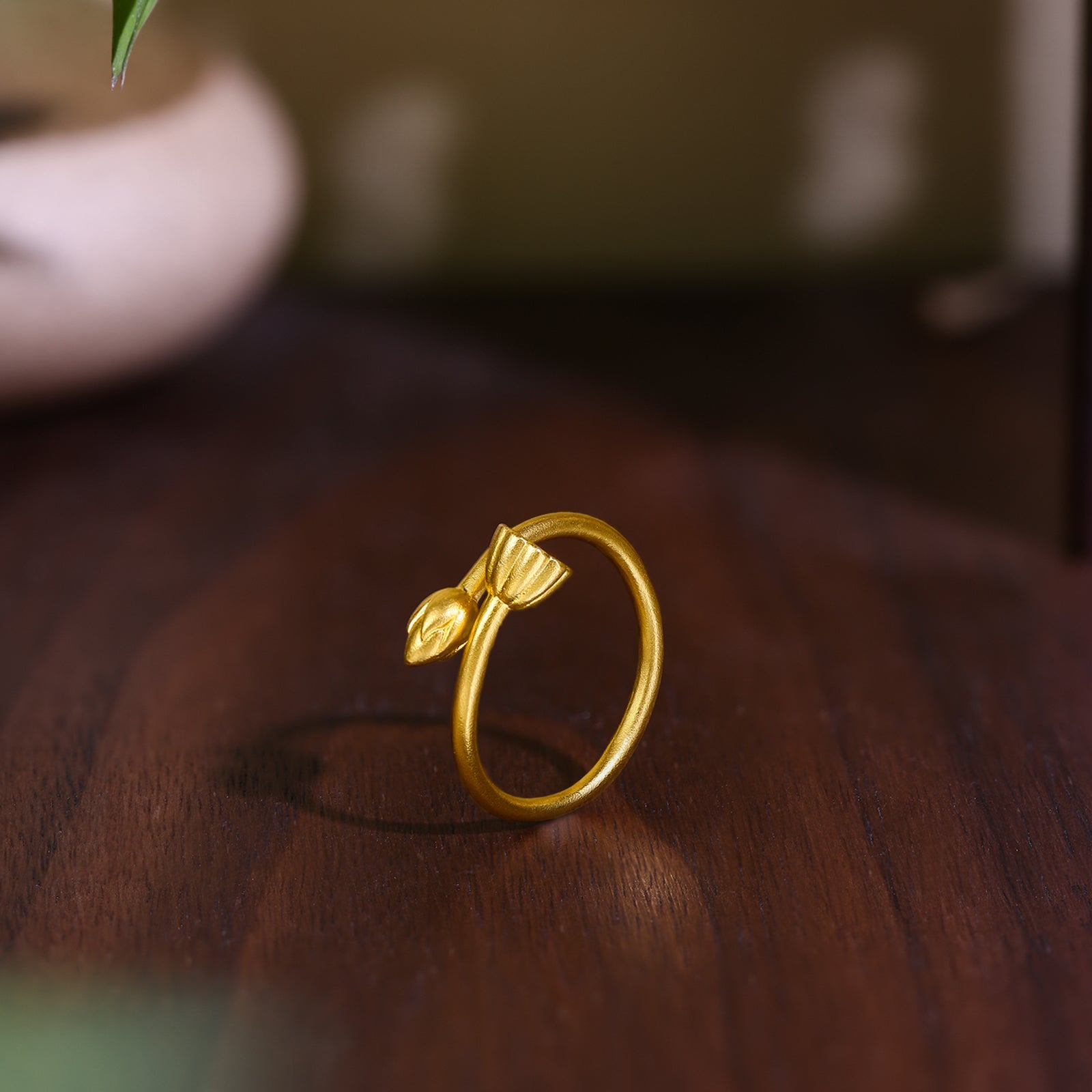 'Antiquity Gold' 999.9 24K Gold Ring Lotus 4.2-4.8g A019369