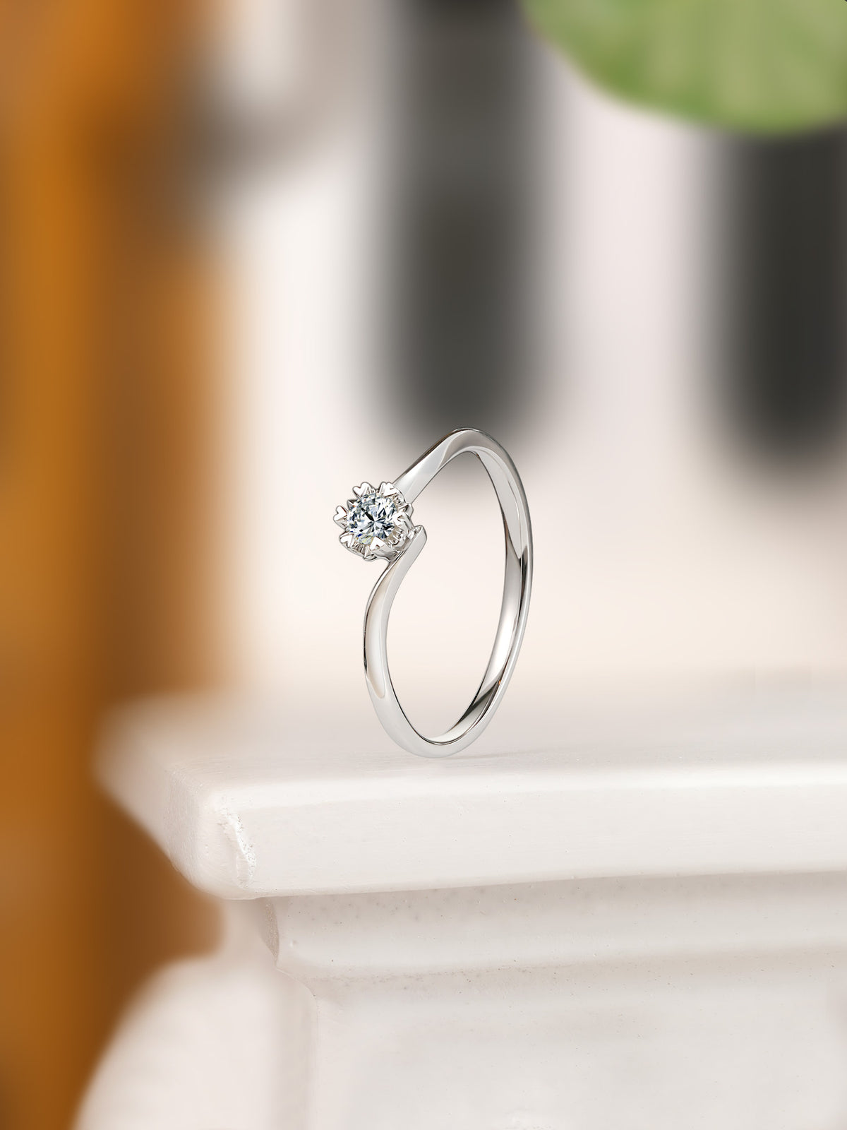 18K White Gold Ring Diamond 0.1ct 1.1-1.6g KGDB021231
