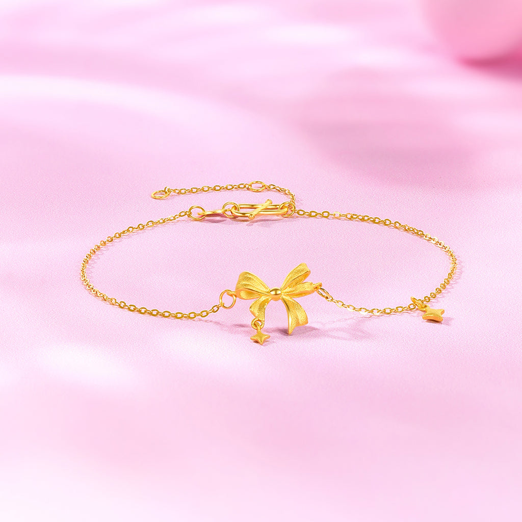 "Cute&Cool" 999 24K Gold Chain Bracelet Bow 2-2.5g A0711999
