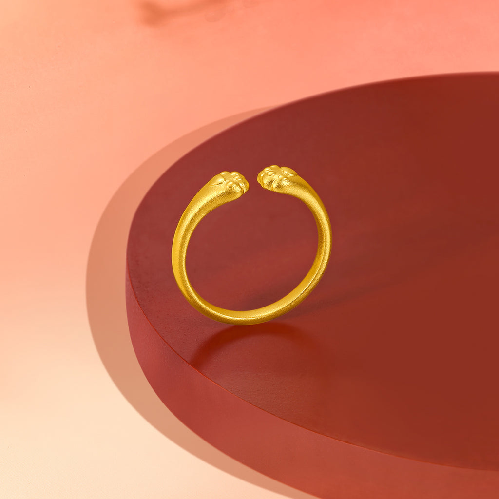 999 24K Gold Ring Cat's paw 3.8-4.5g A0112537