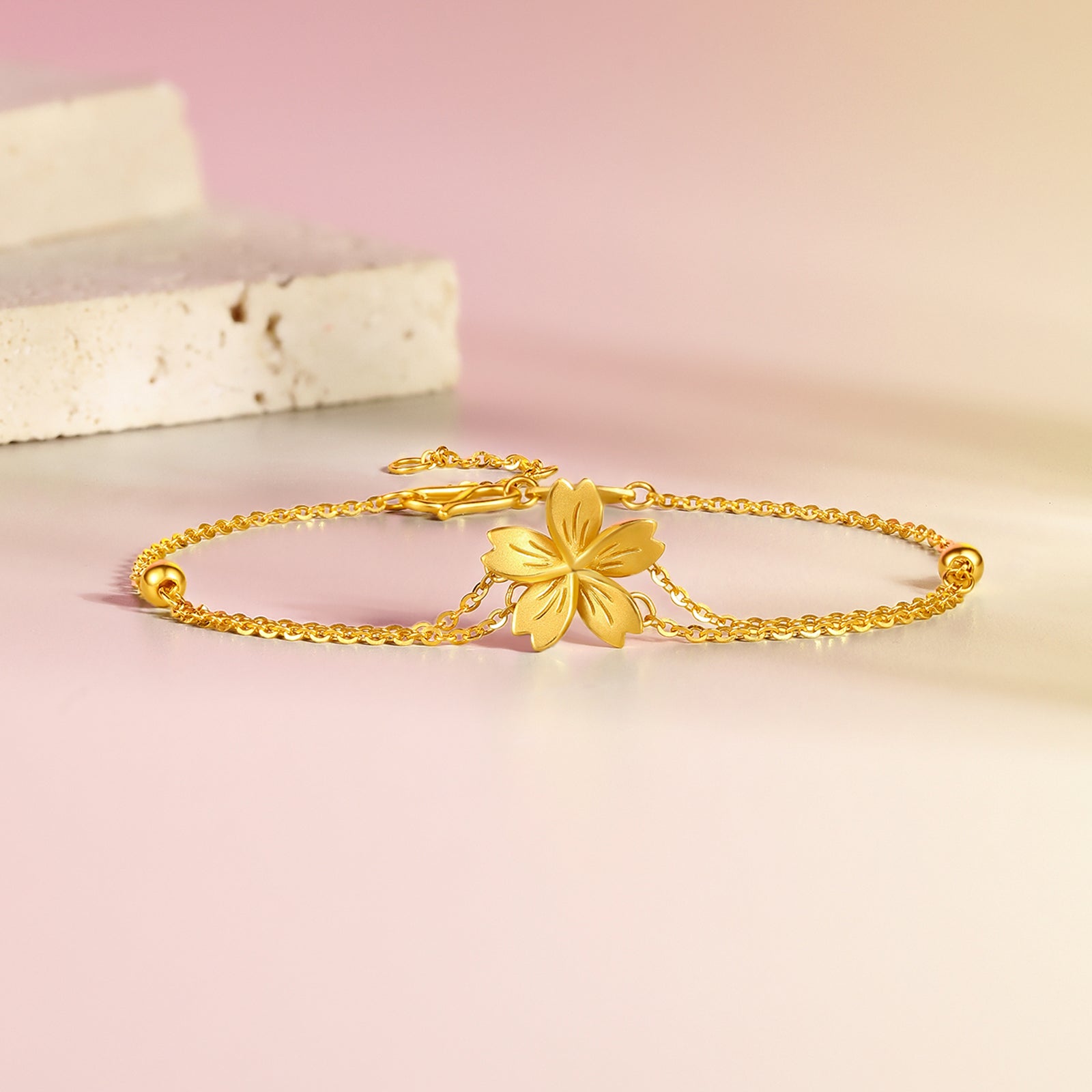 "Infinite" 24K Gold Chain Bracelet Flower 2.4-3g A0710854