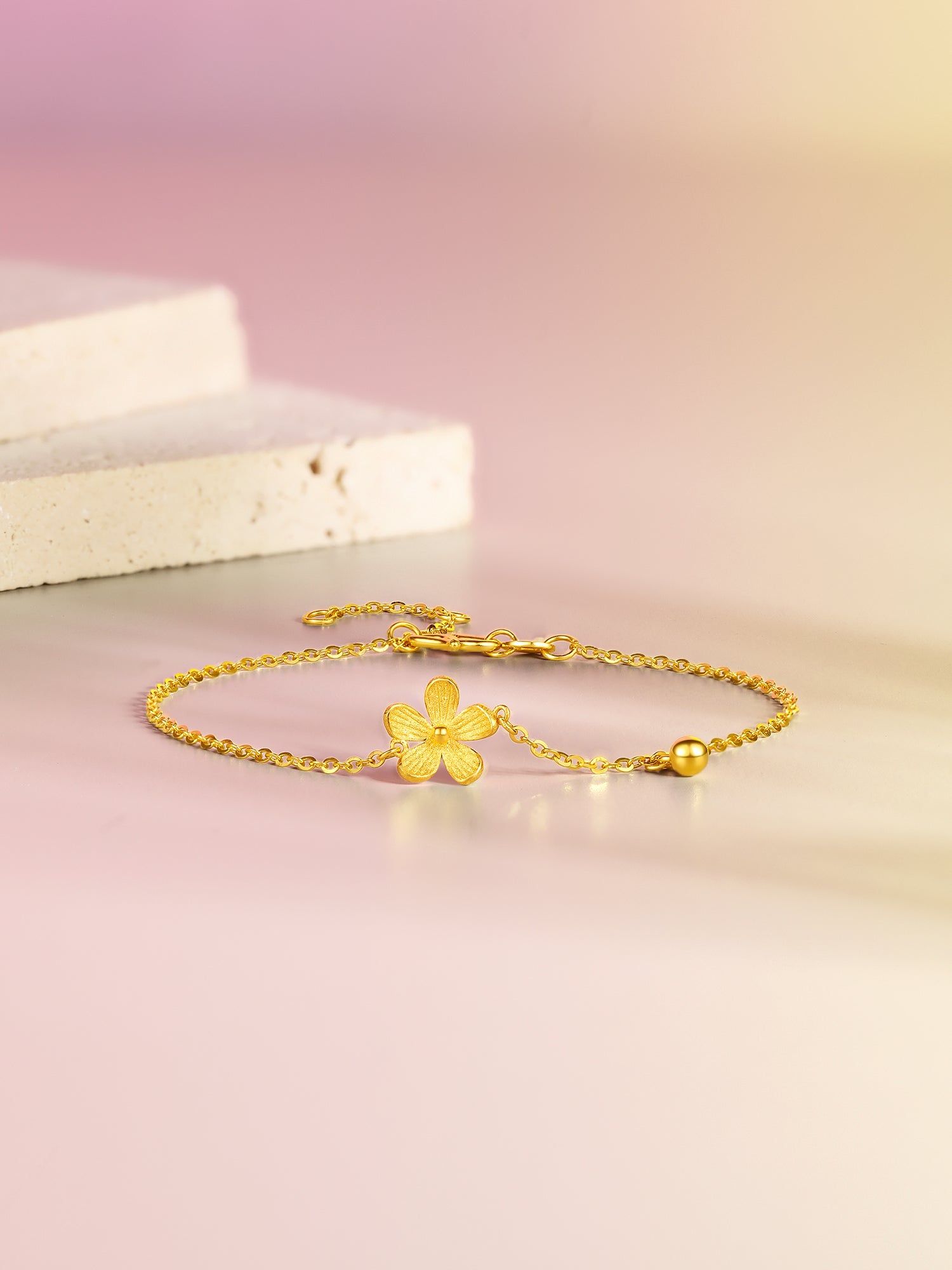 "Infinite" 24K Gold Chain Bracelet Flower 2.05-2.35g A0710701