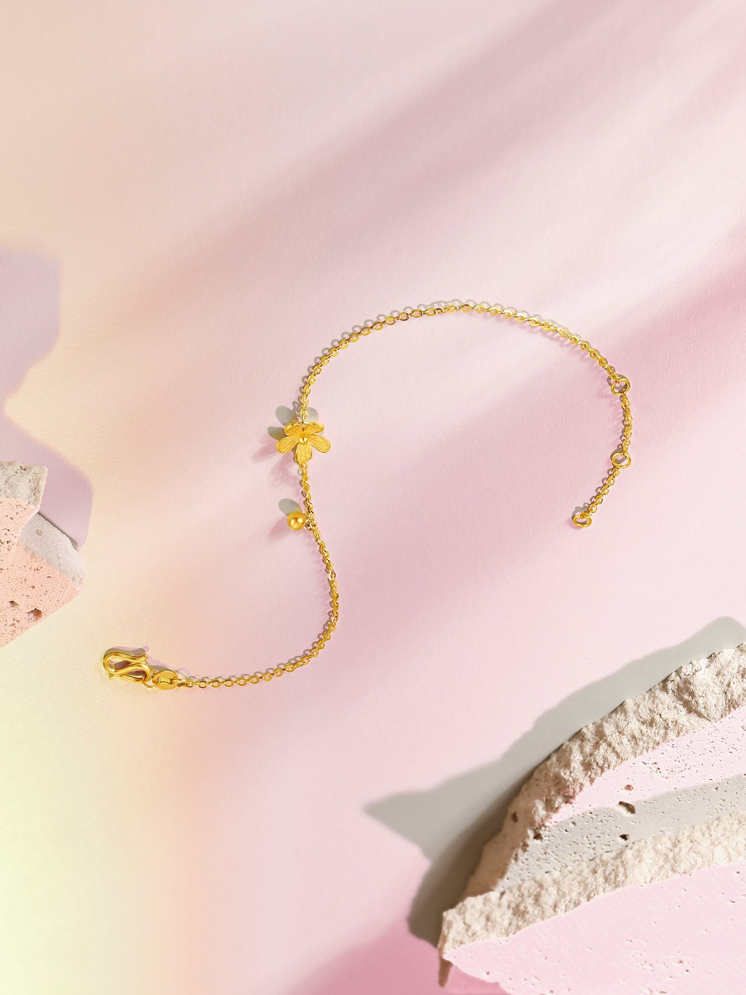 "Infinite" 24K Gold Chain Bracelet Flower 2.05-2.35g A0710701