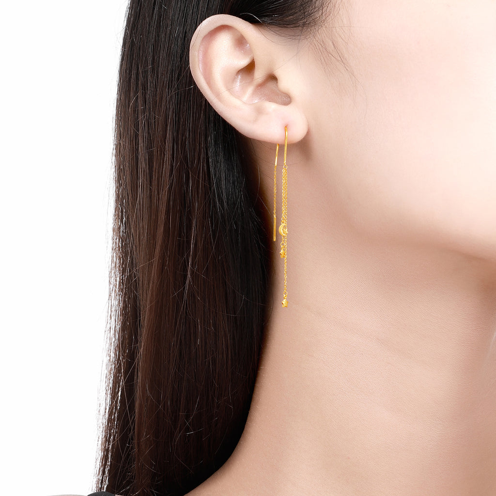 999 24K Gold Earrings Star 2.5-3.2g AA096626