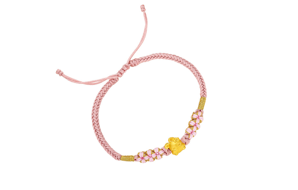 "Chinese Zodiac Rabbit" 24K Gold String Bracelet Rabbit 0.3-0.5g A1710399