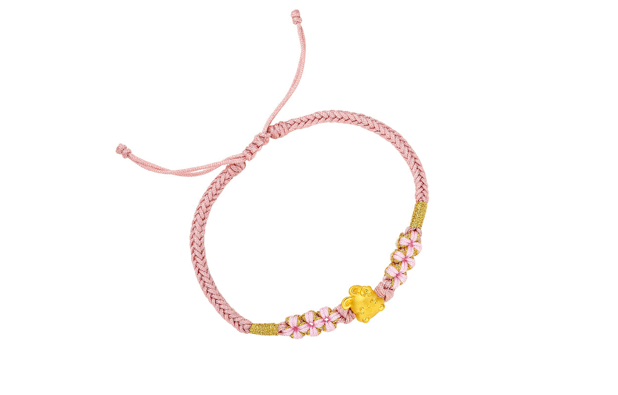 "Chinese Zodiac Rabbit" 24K Gold String Bracelet Rabbit 0.3-0.5g A1710399